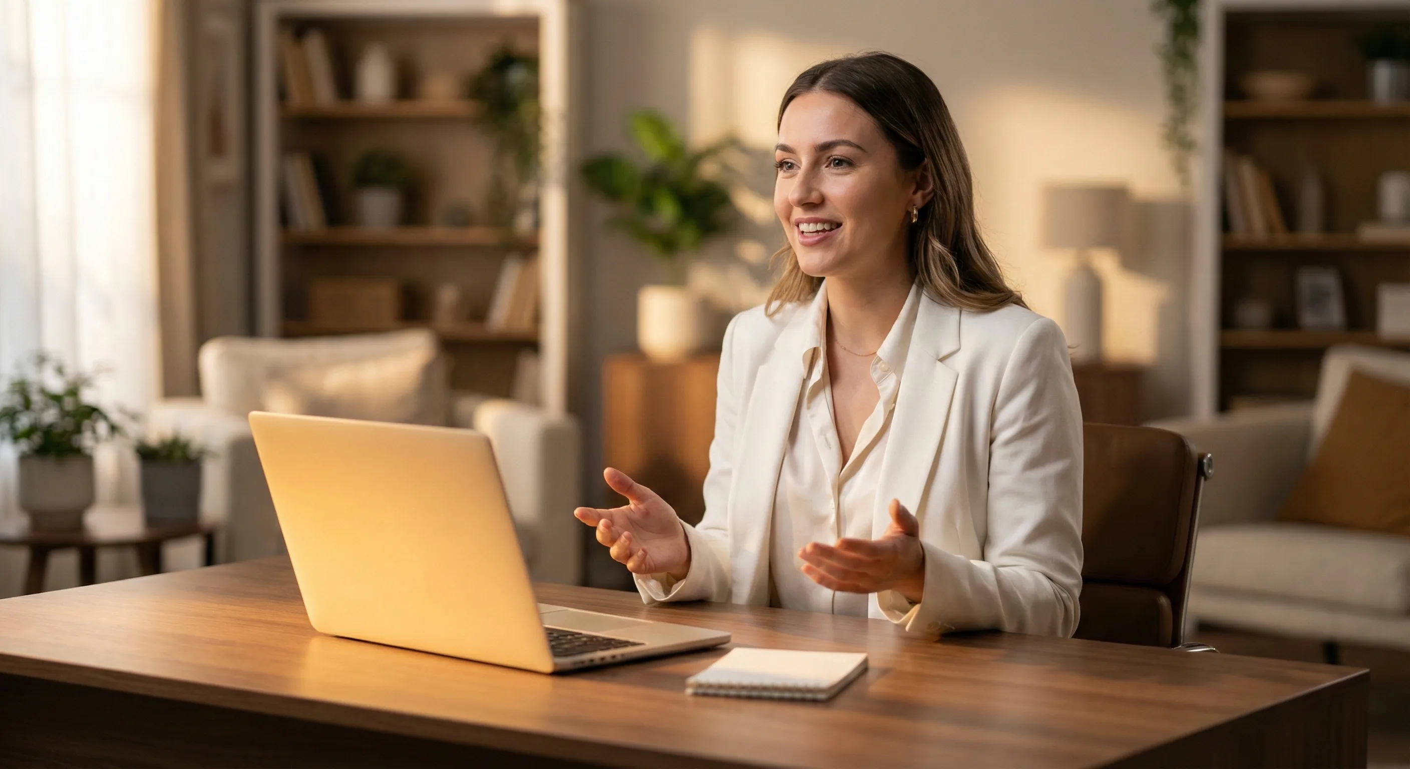 A confident entrepreneur working on her laptop, building her business dream
